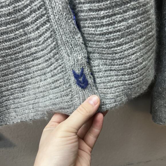 NOBIS Wool Angora Cowl Neck Snap Button Long Sweater Gray Knit Outdoors Granola - Picture 9 of 15